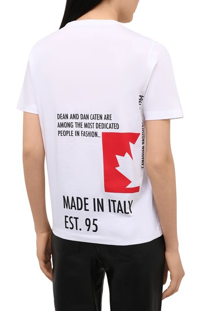 Хлопковая футболка DSQUARED2 белого цвета по цене 19950 руб., арт. S72GD0302/S23009, фото 4 Хлопковая футболка DSQUARED2, арт. S72GD0302/S23009, фото 4