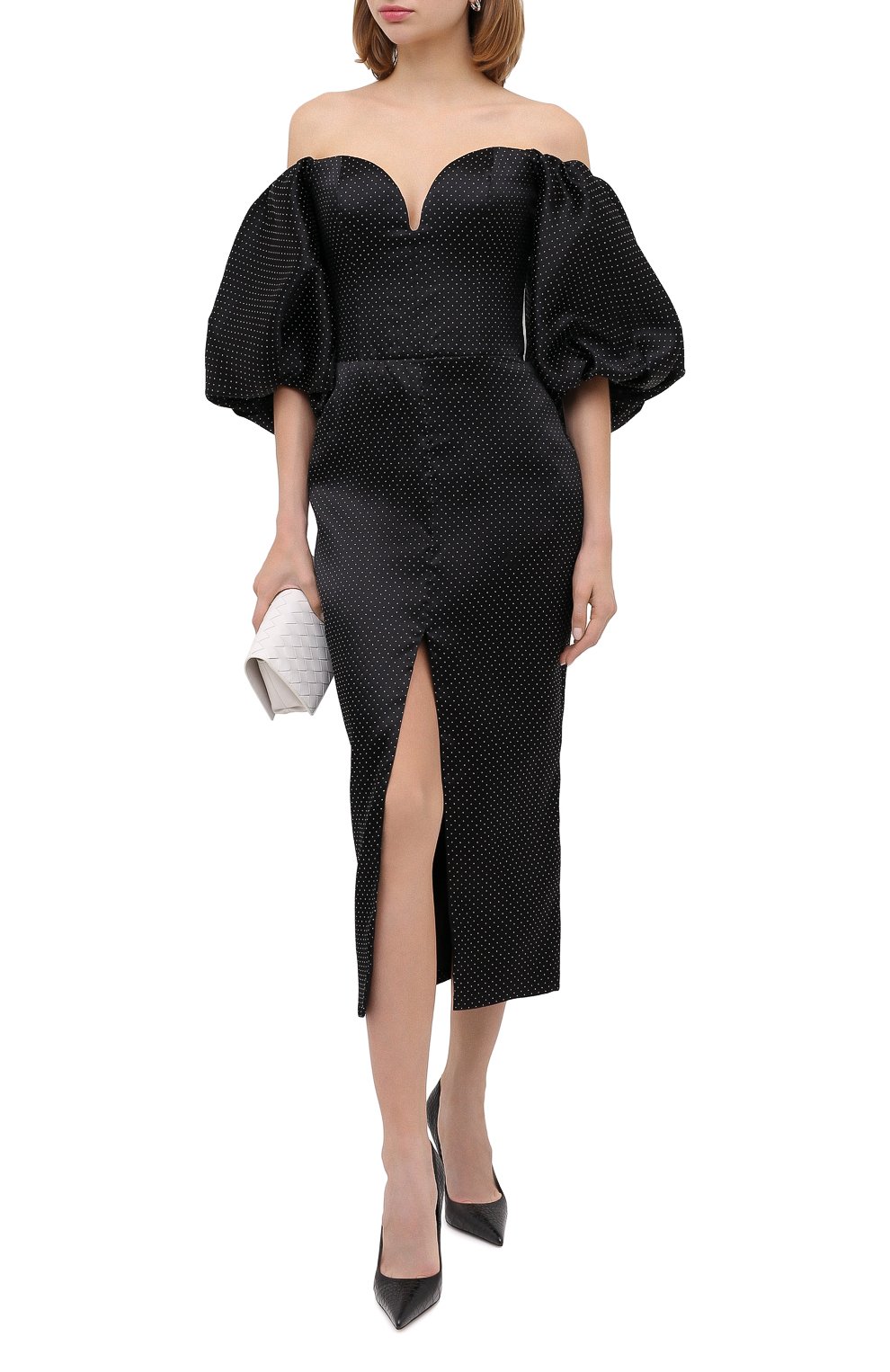 Атласное платье RASARIO черного цвета по цене 137480 руб., арт. 0084W20, фото 2 Атласное платье RASARIO, арт. 0084W20, фото 2