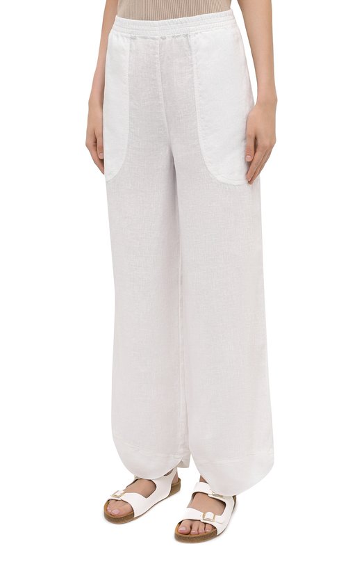 Льняные брюки Giorgio Armani 0WHPP0EK/T022F Белый  0WHPP0EK/T022F Фото 4