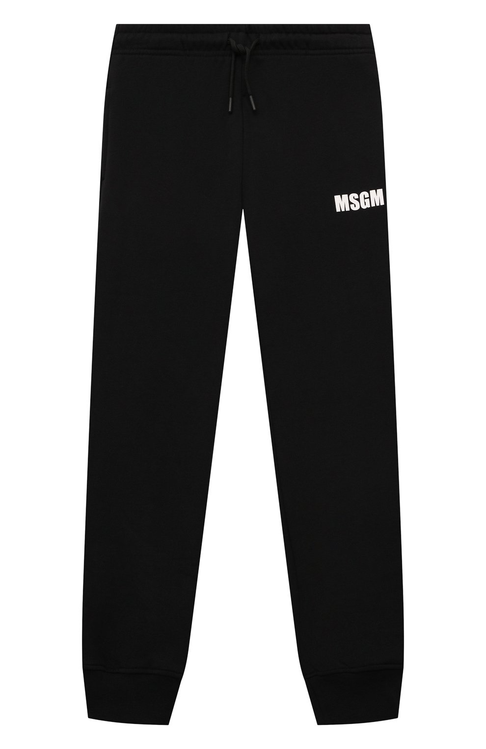 Хлопковые джоггеры MSGM KIDS черного цвета по цене 8260 руб., арт. F4MSJUFP062, фото 1 Хлопковые джоггеры MSGM KIDS, арт. F4MSJUFP062, фото 1