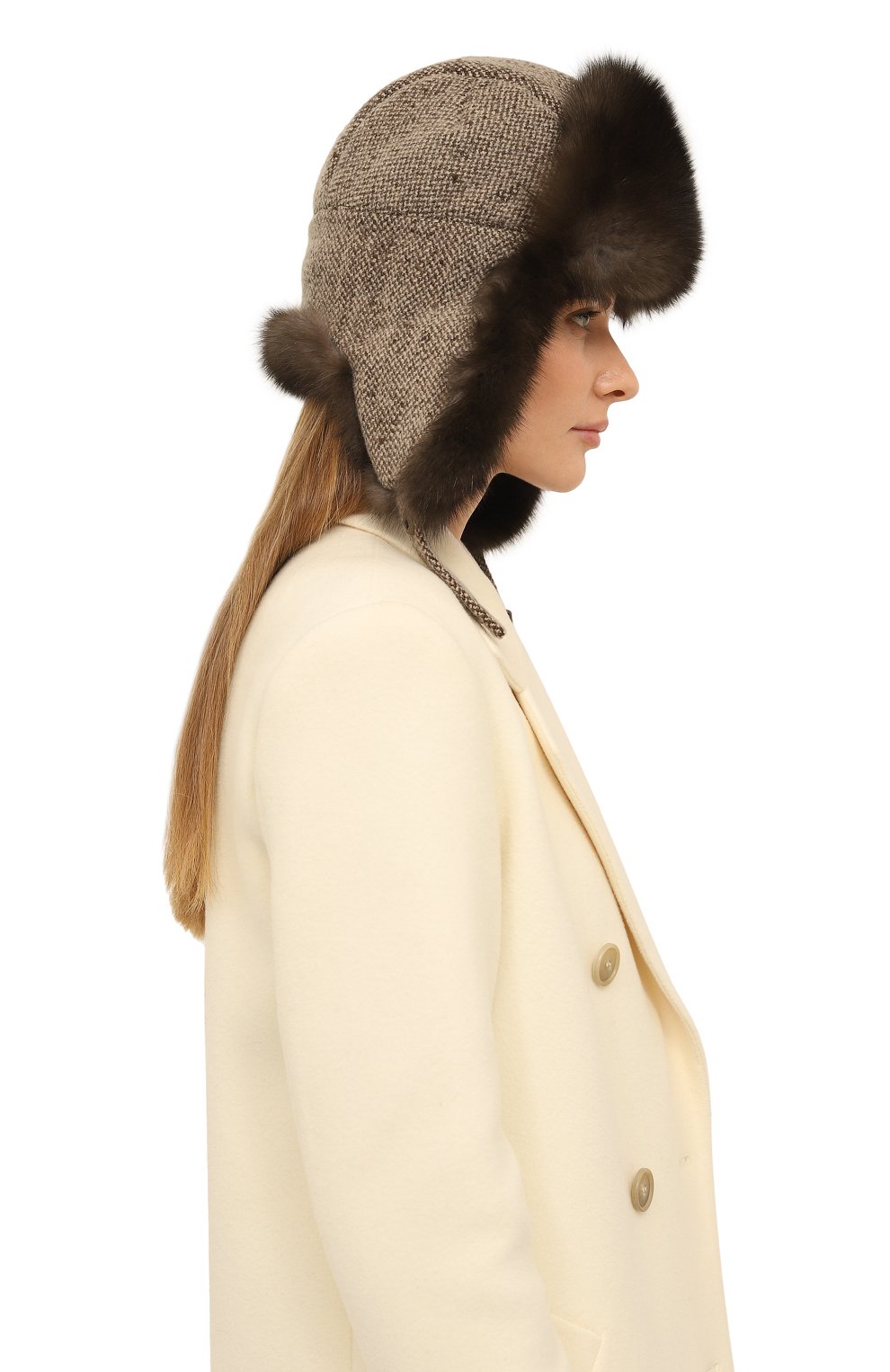 Кашемировая шапка-ушанка с отделкой из меха соболя BLACK SABLE, арт. BS-005F9, фото 2