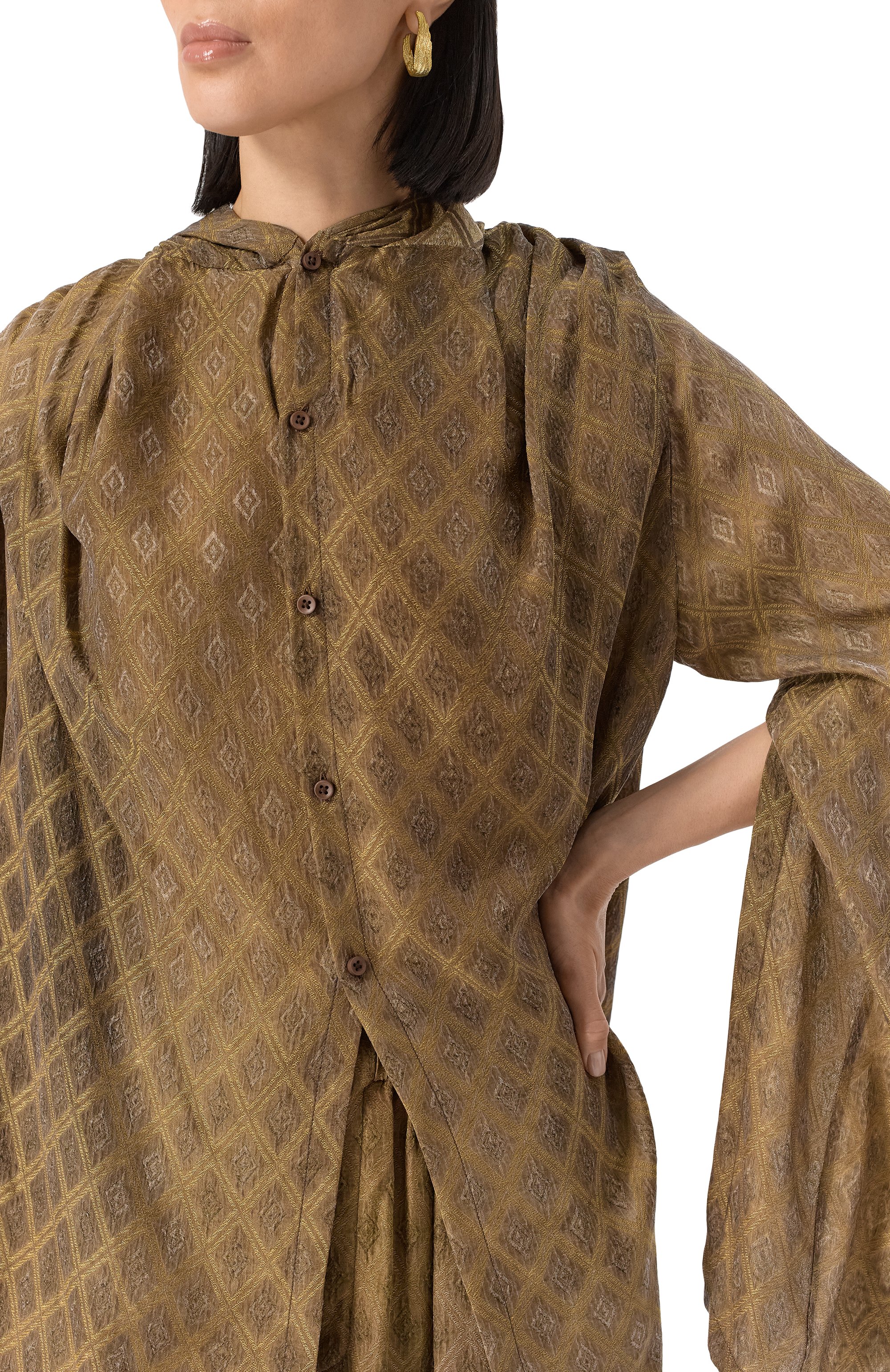 Блузка UMA WANG коричневого цвета по цене 132500 руб., арт. UW1043, фото 5 Блузка UMA WANG, арт. UW1043, фото 5