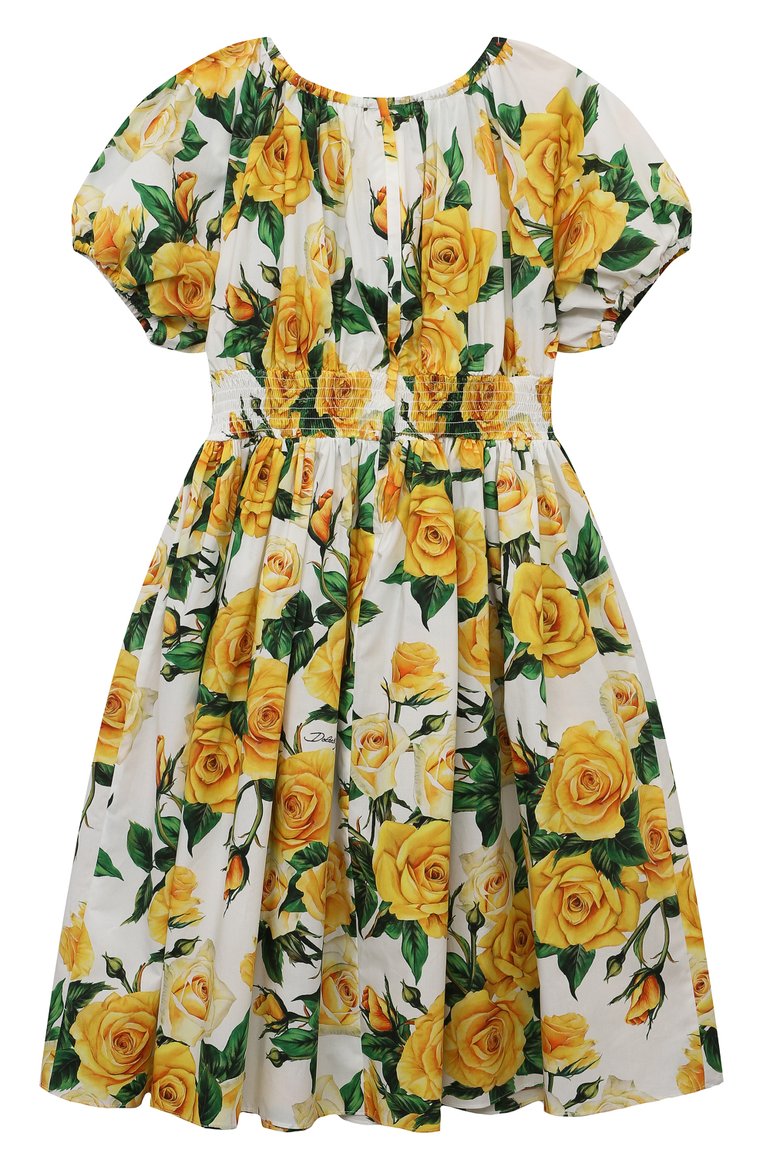 Детское хлопковое платье DOLCE & GABBANA разноцветного цвета, арт. L53DU1/HS5QR | Фото 2 (Материал внешний: Хлопок; Рукава: Короткие; Девочки Кросс-КТ: Платье-одежда; Случай: Повседневный; Ростовка одежда: 4 года | 104 см, 6 лет | 116 см, 8 лет | 128 см, 10 - 11 лет | 140 - 146см, 12 лет | 152 см, 13 - 15 лет | 158 см, 2 года | 92 см, 3 года | 98 см, 5 лет | 110 см)