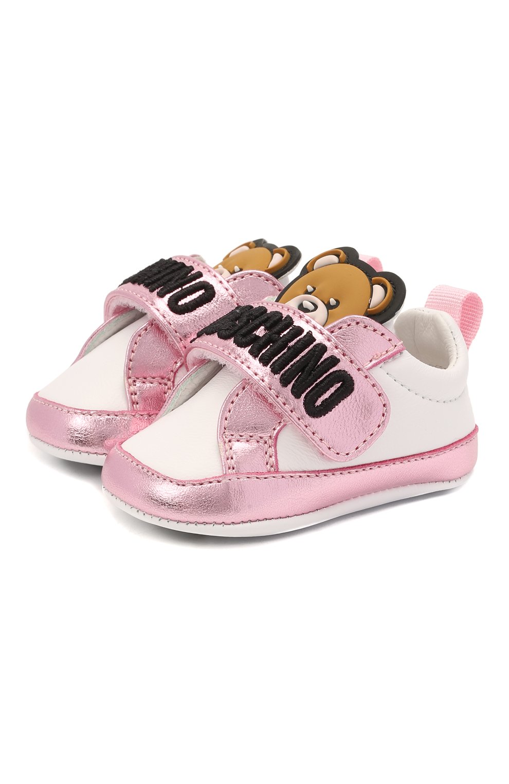 Кожаные пинетки MOSCHINO, арт. 67339/LAMINAT0/GL0VE/GL0VE/15-21, фото 1