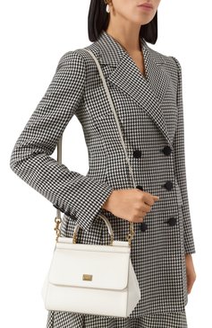 Женская сумка sicily small DOLCE & GABBANA белого цвета, арт. BB9003_BE9003_BI9003/A1001_1_ | Фото 2 (Материал сплава: Проставлено; Материал: Натуральная кожа; Драгоценные камни: Проставлено; Ремень/цепочка: На ремешке; Сумки-технические: Сумки top-handle; Размер: small)