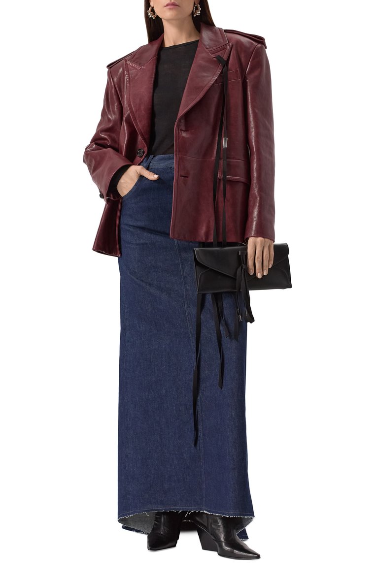 Женская джинсовая юбка ANN DEMEULEMEESTER темно-синего цвета, арт. B0010214/FA586 | Фото 2 (Материал внешний: Хлопок, Деним; Длина Ж (юбки, платья, шорты): Макси; Стили: Кэжуэл; Кросс-КТ: Деним; Автоматизация состава: Проставлено; Автоматизация ТО: Проставлено)