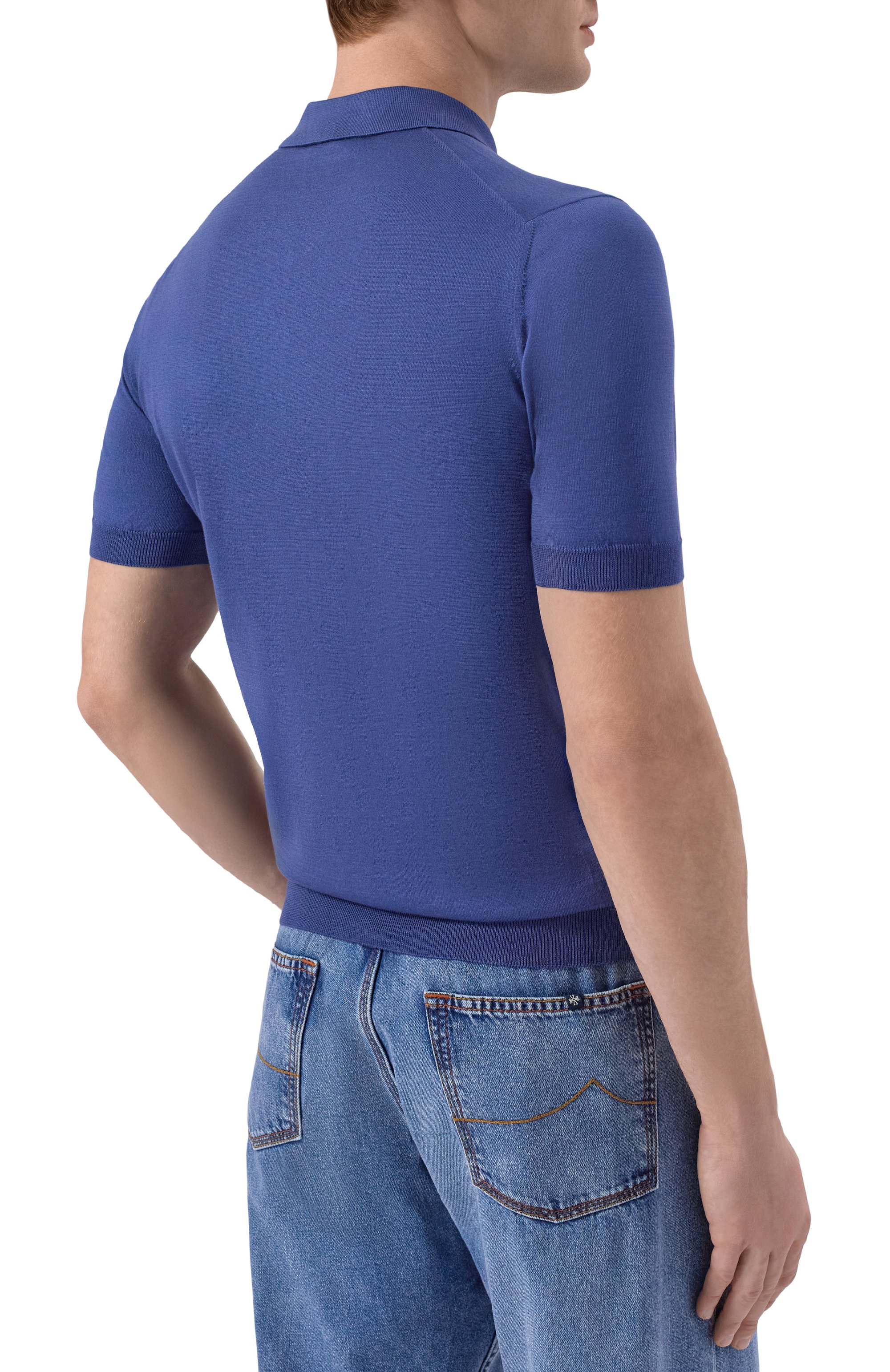 Поло из шелка и хлопка GRAN SASSO синего цвета по цене 37200 руб., арт. 43166/16290, фото 4 Поло из шелка и хлопка GRAN SASSO, арт. 43166/16290, фото 4