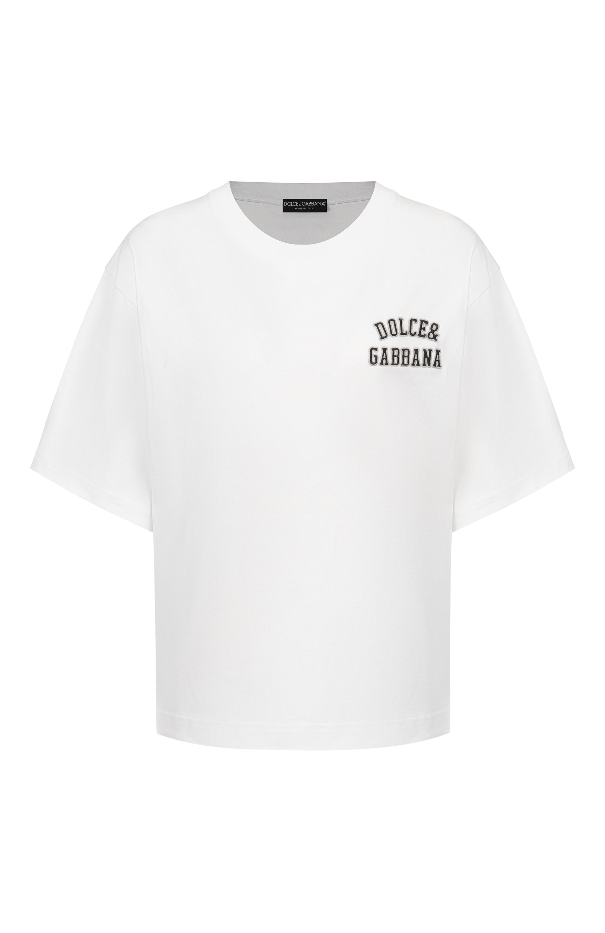 Хлопковая футболка DOLCE & GABBANA белого цвета по цене 62700 руб., арт. F8U10Z/GDDBB, фото 1 Хлопковая футболка DOLCE & GABBANA, арт. F8U10Z/GDDBB, фото 1