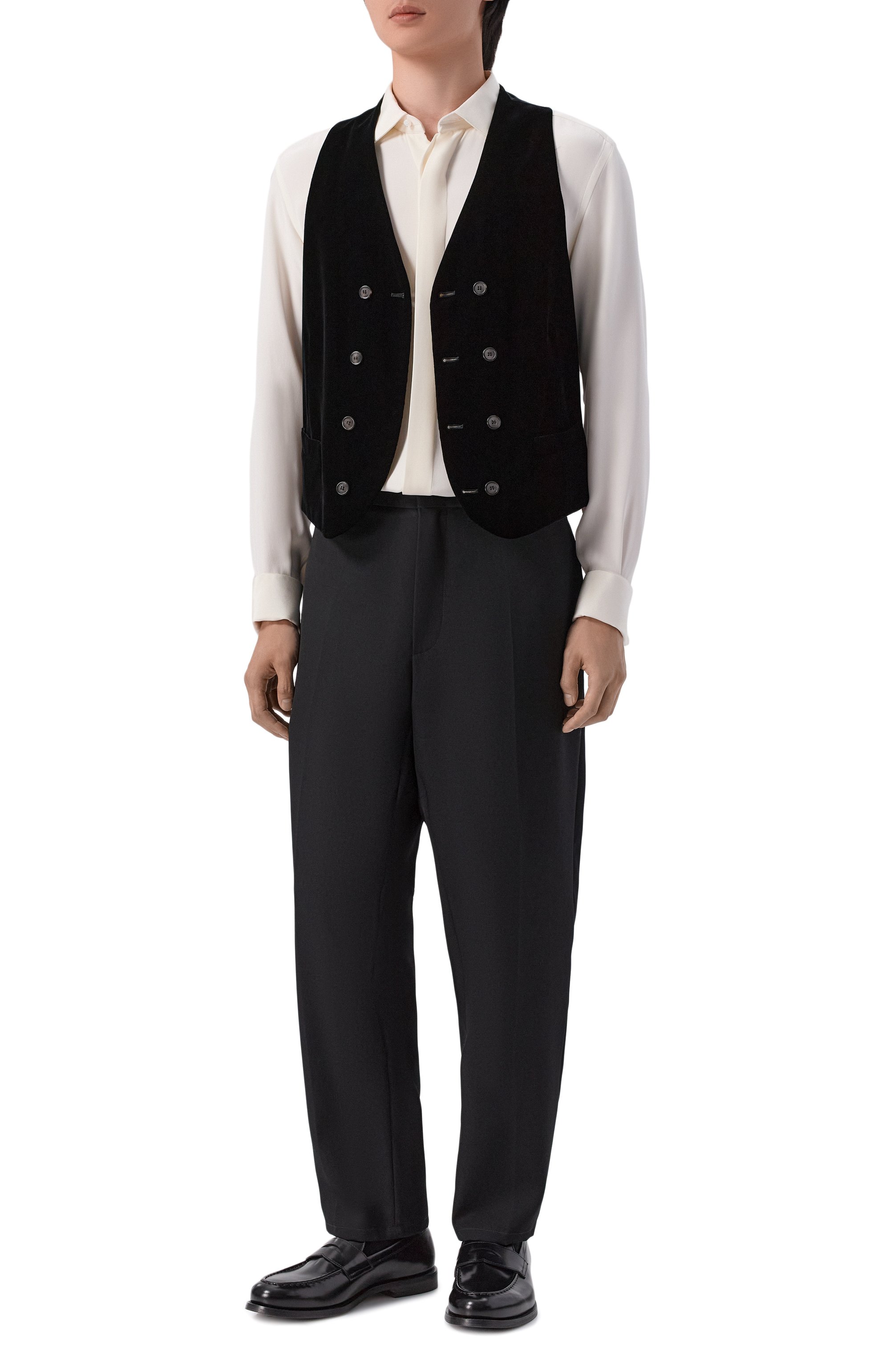 Бархатный жилет GIORGIO ARMANI черного цвета по цене 111000 руб., арт. 0WGGK01T/T0025, фото 2 Бархатный жилет GIORGIO ARMANI, арт. 0WGGK01T/T0025, фото 2