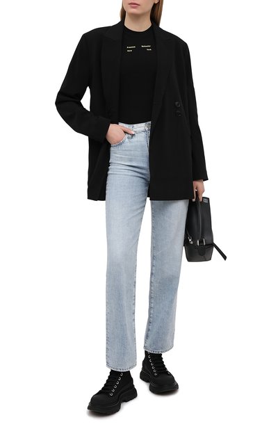 Хлопковая футболка PROENZA SCHOULER WHITE LABEL черного цвета по цене 17550 руб., арт. WL2114226-JC144, фото 2 Хлопковая футболка PROENZA SCHOULER WHITE LABEL, арт. WL2114226-JC144, фото 2