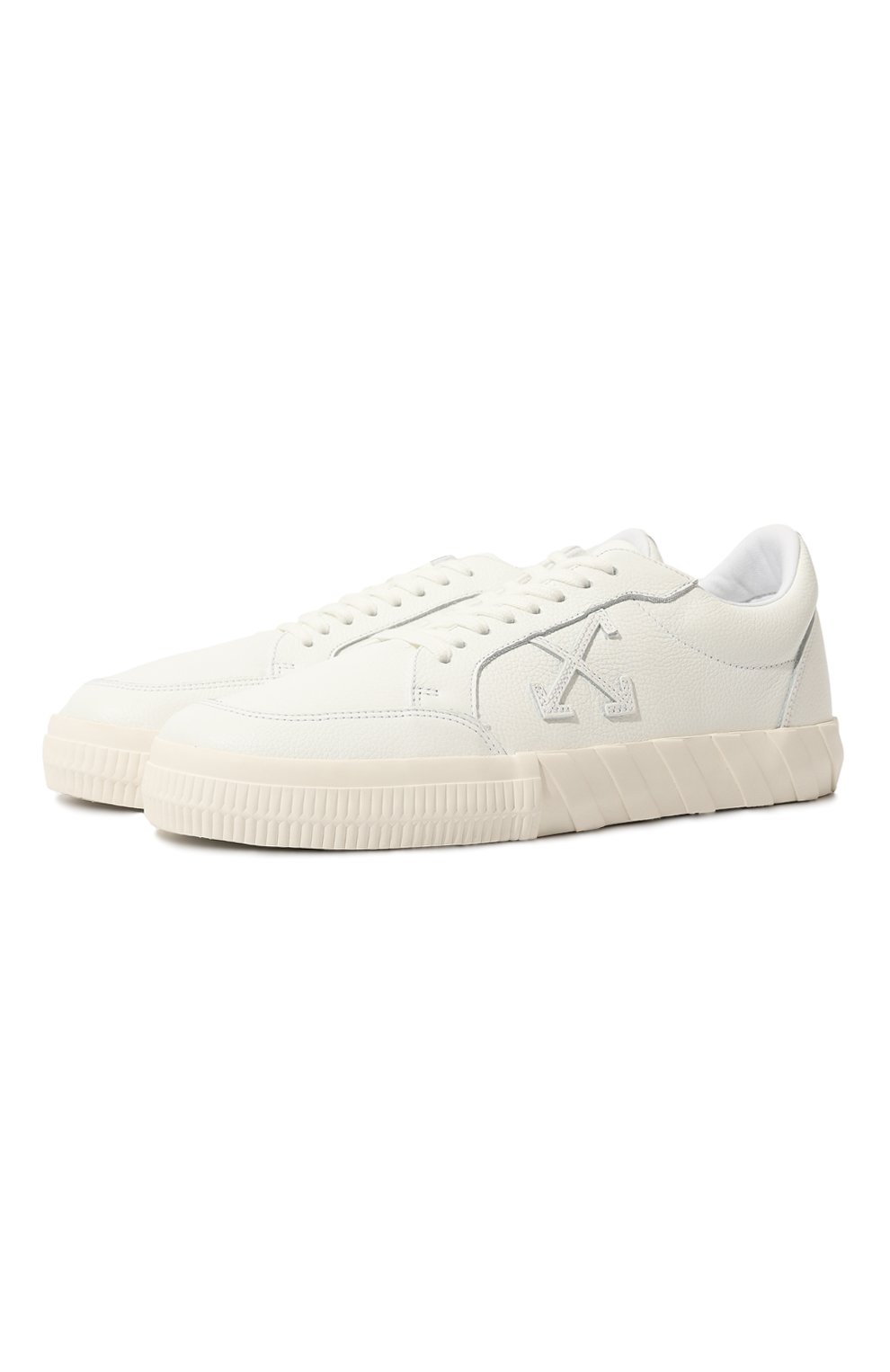 Мужские кожаные кеды low vulcanized OFF-WHITE белого цвета, арт. 0MIA085C99LEA0020101WHITE | Фото 1 (Материал сплава: Проставлено; Стили: Классический; Материал утеплителя: Без утеплителя; Материал внутренний: Текстиль; Подошва: Массивная; Драгоценные камни: Проставлено)