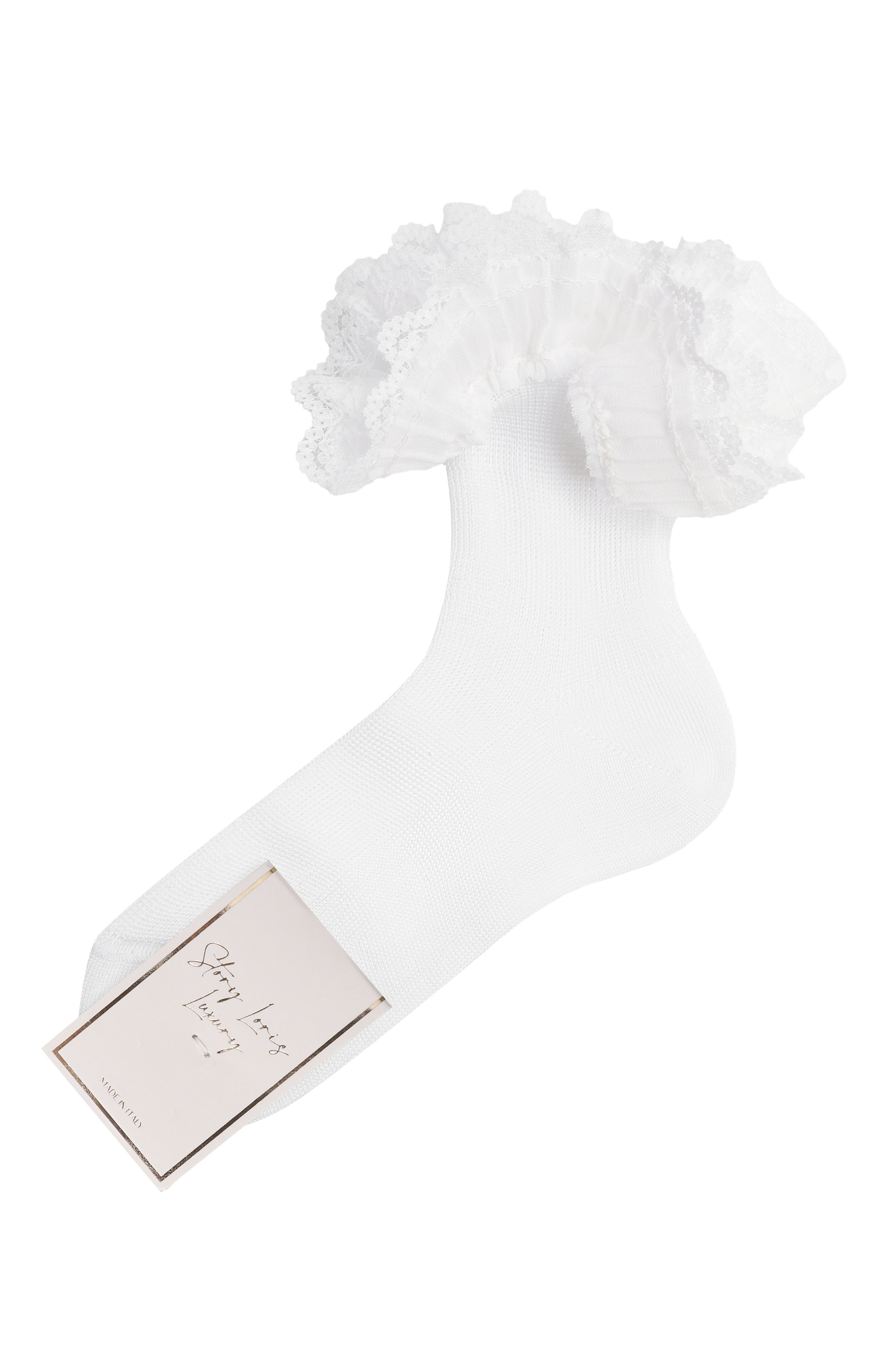 Хлопковые носки STORY LORIS белого цвета по цене 4350 руб., арт. 30831_002, фото 1 Хлопковые носки STORY LORIS, арт. 30831_002, фото 1