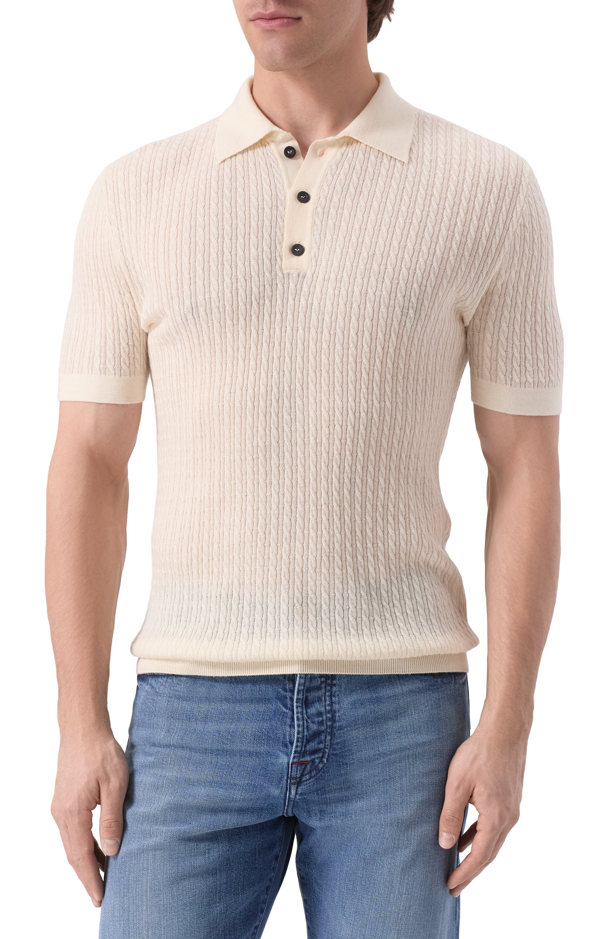 Поло из шерсти и шелка KITON, арт. UMM059801, фото 3