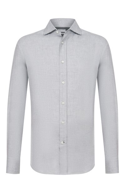 Мужская рубашка из хлопка и лиоцелла BRUNELLO CUCINELLI, арт. MY6371718
