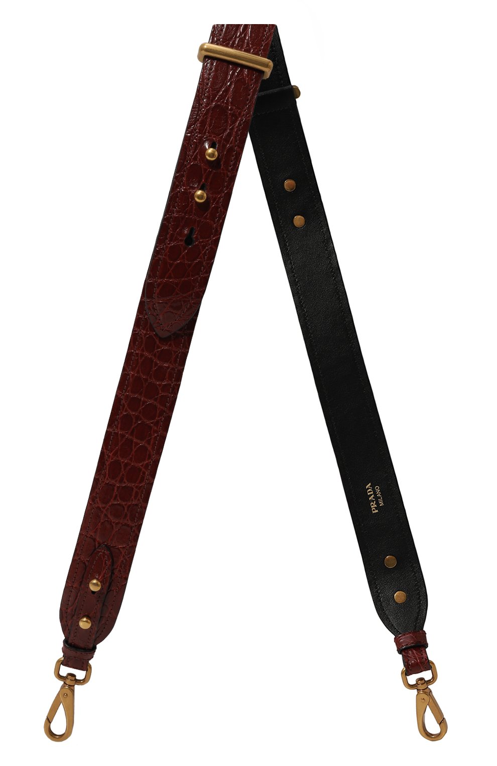 Ремень для сумки из кожи каймана PRADA бордового цвета по цене 110000 руб., арт. 1TY022-2ALS-F0383, фото 1 Ремень для сумки из кожи каймана PRADA, арт. 1TY022-2ALS-F0383, фото 1