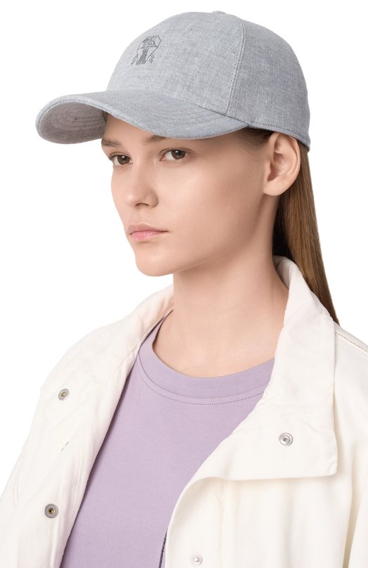 Льняная бейсболка Brunello Cucinelli MCAP91016 Серый  MCAP91016 Фото 2