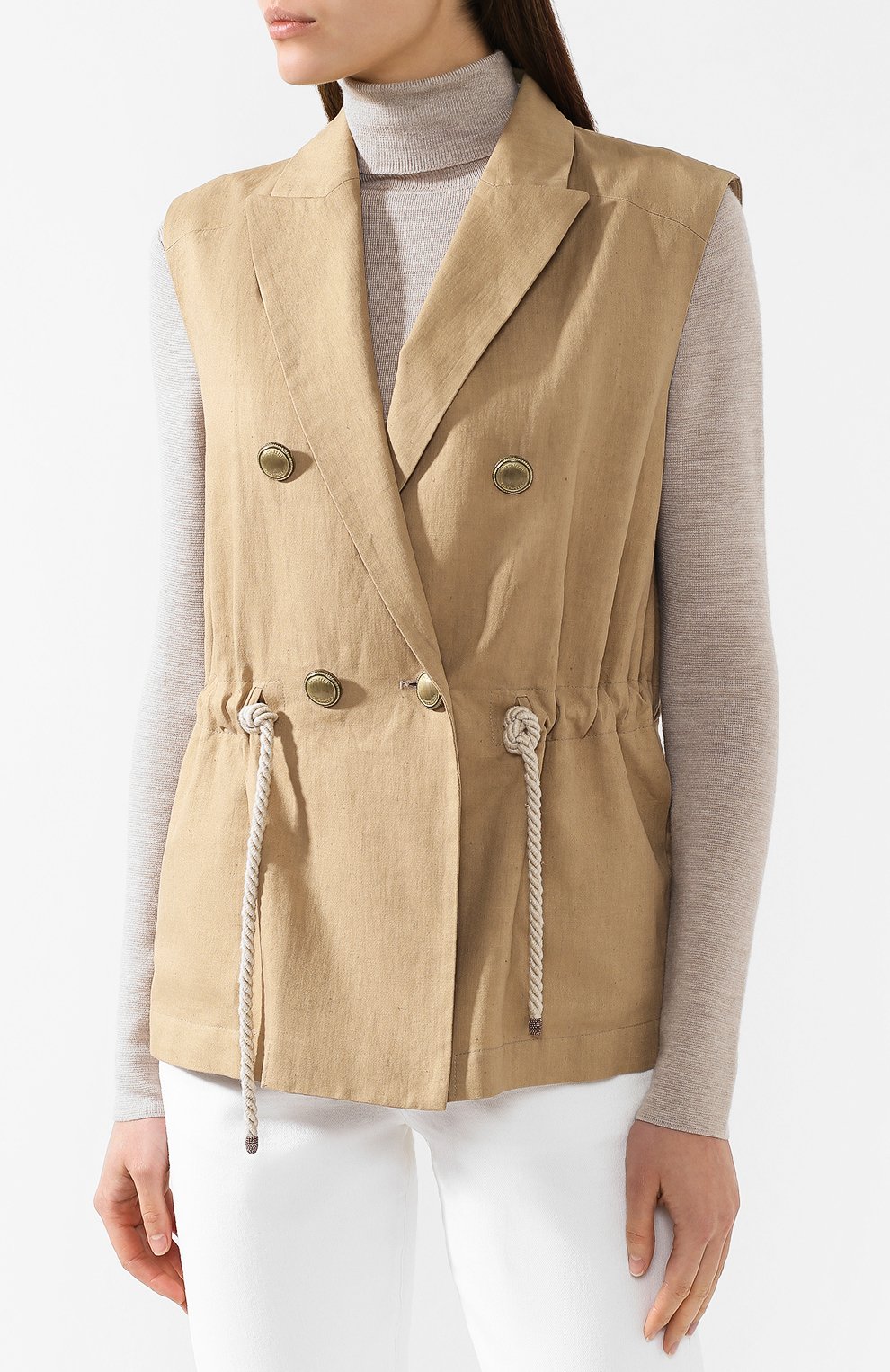 Жилет из смеси хлопка и льна BRUNELLO CUCINELLI, арт. MF5798118, фото 3