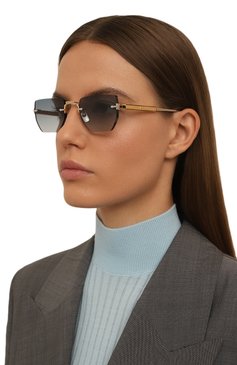 Женские солнцезащитные очки SATO EYEWEAR голубого цвета, арт. TEREBELLUM III/S803 | Фото 2 (Нос: Не проставлено; Региональные ограничения белый список (Axapta Mercury): Не проставлено; Тип очков: С/з; Кросс-КТ: С/з-унисекс; Материал: Металл; Очки форма: Квадратные, Безоправные; Оптика Гендер: оптика-унисекс)