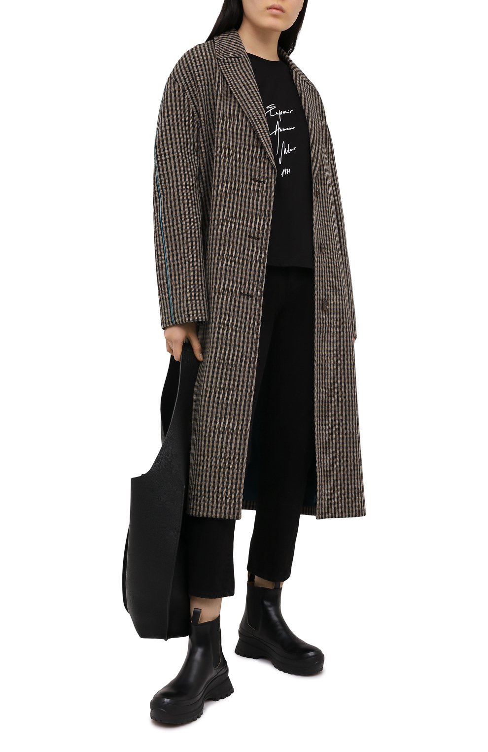 Хлопковая футболка EMPORIO ARMANI черного цвета по цене 11600 руб., арт. 3K2T7B/2J95Z, фото 2 Хлопковая футболка EMPORIO ARMANI, арт. 3K2T7B/2J95Z, фото 2
