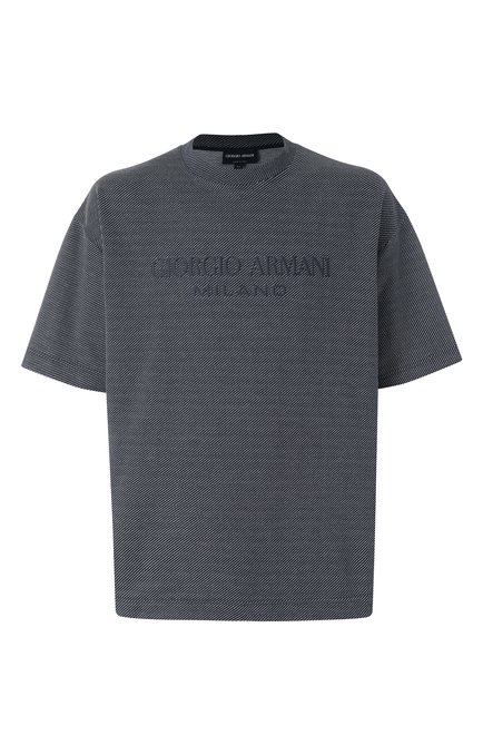 Мужская хлопковая футболка GIORGIO ARMANI темно-синего цвета по цене 0 руб., арт. GM000315/AF15767 | Фото 1