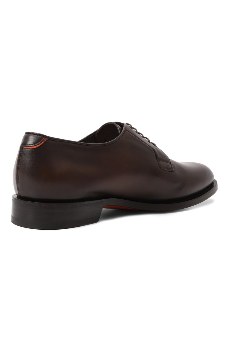 Мужские кожаные дерби SANTONI темно-коричневого цвета, арт. MCCG19046PD7SGFR | Фото 5 (Материал внутренний: Натуральная кожа; Материал сплава: Проставлено; Нос: Не проставлено; Материал внешний: Натуральная кожа; Стили: Классический)