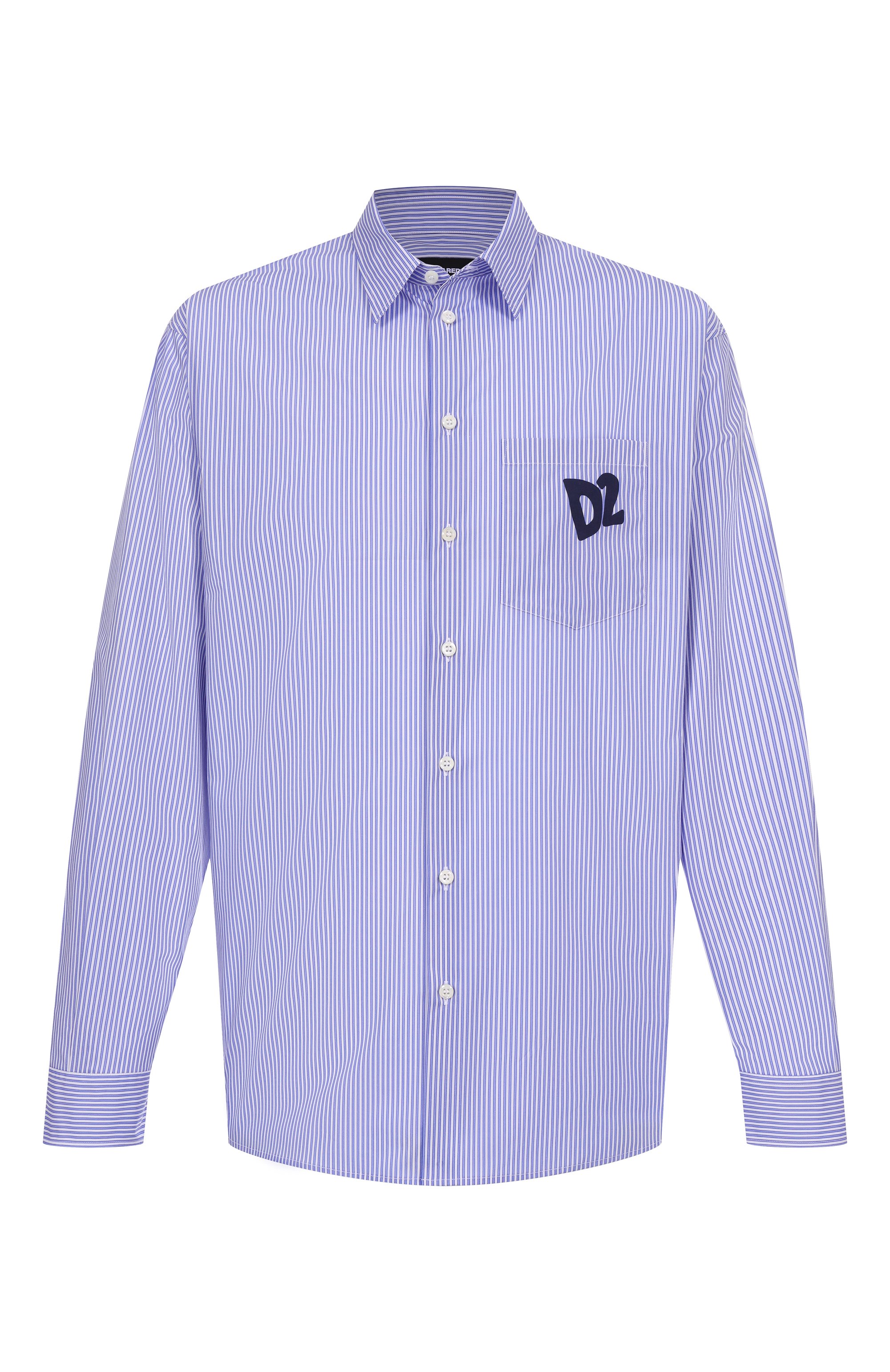 Хлопковая рубашка DSQUARED2 голубого цвета по цене 78600 руб., арт. S78DM0043/D35285, фото 1 Хлопковая рубашка DSQUARED2, арт. S78DM0043/D35285, фото 1