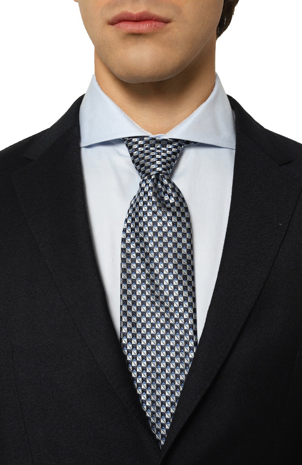 Шелковый галстук ZEGNA голубого цвета по цене 26350 руб., арт. 1P8/Z8D85TA8, фото 2 Шелковый галстук ZEGNA, арт. 1P8/Z8D85TA8, фото 2