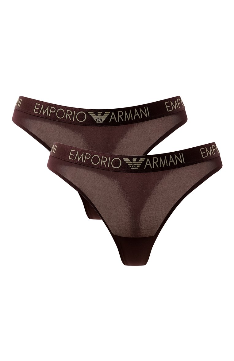 Женские комплект из двух трусов EMPORIO ARMANI бордового цвета, арт. 163333/4F235 | Фото 1 (Нос: Не проставлено; Материал сплава: Проставлено; Материал внешний: Синтетический материал)
