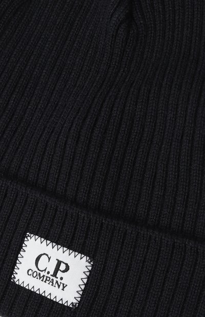 Шерстяная шапка C.P. COMPANY темно-синего цвета по цене 9475 руб., арт. CNX009/LHE71, фото 3 Шерстяная шапка C.P. COMPANY, арт. CNX009/LHE71, фото 3