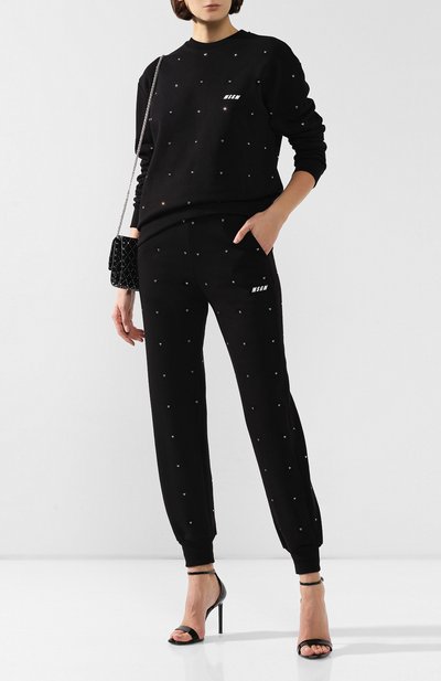 Хлопковые джоггеры MSGM черного цвета по цене 39200 руб., арт. 2742MDP163 195799, фото 2 Хлопковые джоггеры MSGM, арт. 2742MDP163 195799, фото 2