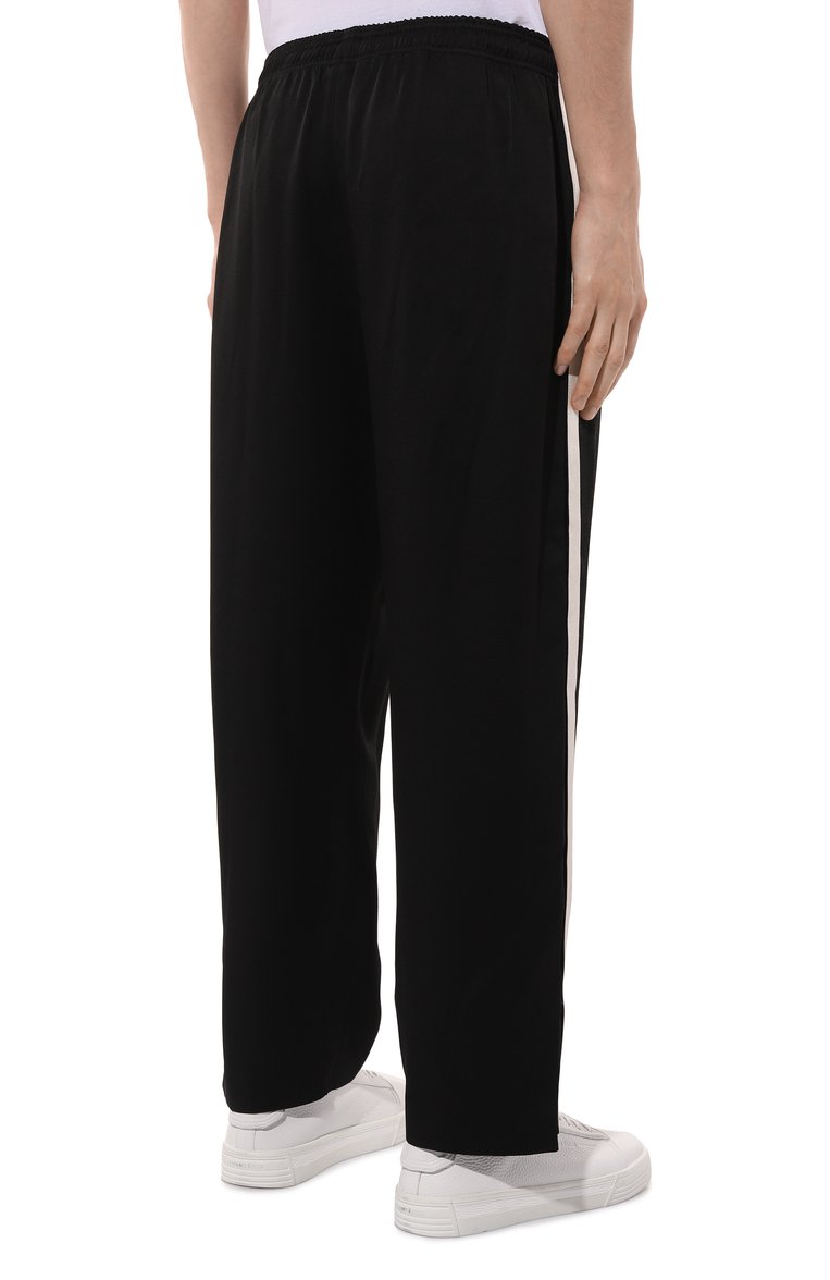 Мужские брюки SAINT LAURENT черного цвета, арт. 737560Y3G36 1000 | Фото 4 (Длина (брюки, джинсы): Стандартные; Материал внешний: Синтетический материал; Стили: Кэжуэл; Случай: Повседневный)