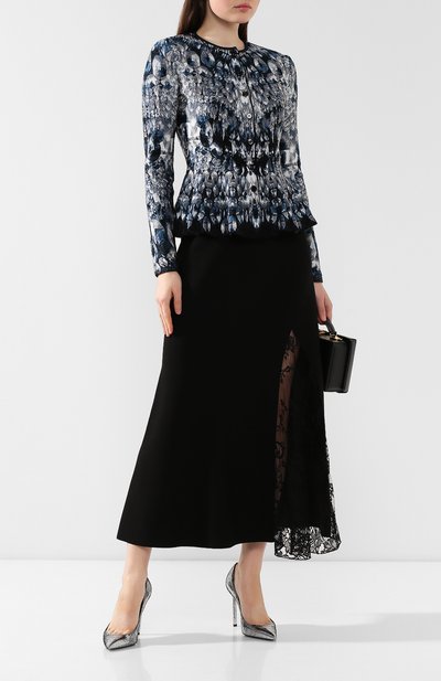 Кардиган из смеси шелка и вискозы ALEXANDER MCQUEEN синего цвета по цене 227500 руб., арт. 585246/Q1AG2, фото 2 Кардиган из смеси шелка и вискозы ALEXANDER MCQUEEN, арт. 585246/Q1AG2, фото 2