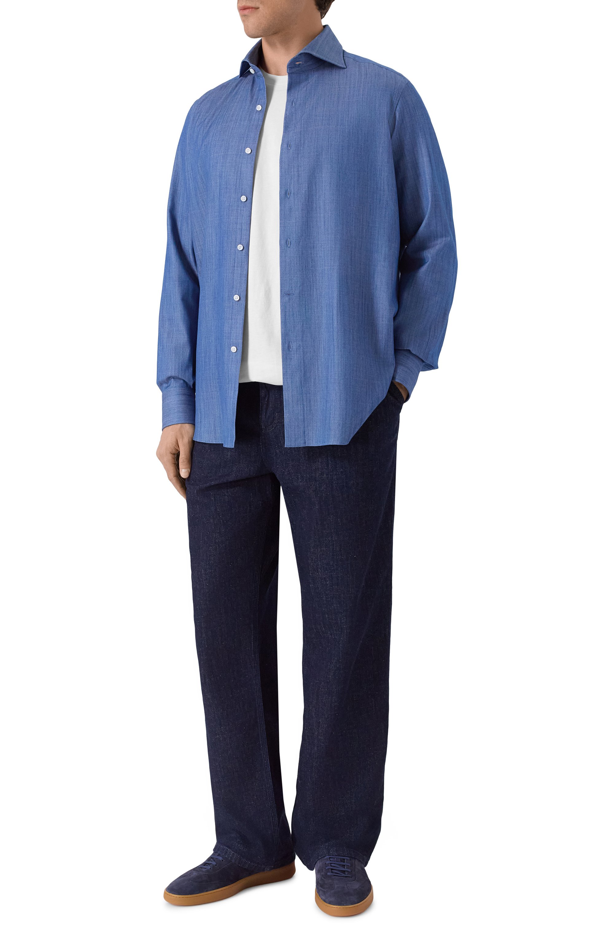 Хлопковая рубашка MVST синего цвета по цене 69950 руб., арт. M0RBIDA/NIZZA/SP0RT/621-JAPANESE DENIM, фото 2 Хлопковая рубашка MVST, арт. M0RBIDA/NIZZA/SP0RT/621-JAPANESE DENIM, фото 2