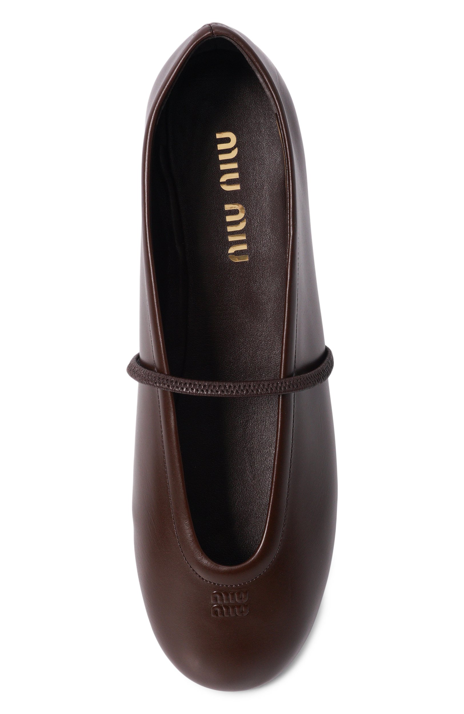 Кожаные балетки MIU MIU коричневого цвета по цене 117500 руб., арт. 5F334EF005/070, фото 6 Кожаные балетки MIU MIU, арт. 5F334EF005/070, фото 6
