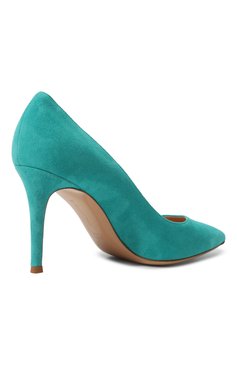 Женские замшевые туфли gianvito 85 GIANVITO ROSSI бирюзового цвета, арт. G24580.85RIC.CAMHYDR | Фото 5 (Подошва: Плоская; Каблук высота: Высокий; Материал внутренний: Натуральная кожа; Материал внешний: Замша, Натуральная кожа; Каблук тип: Шпилька)