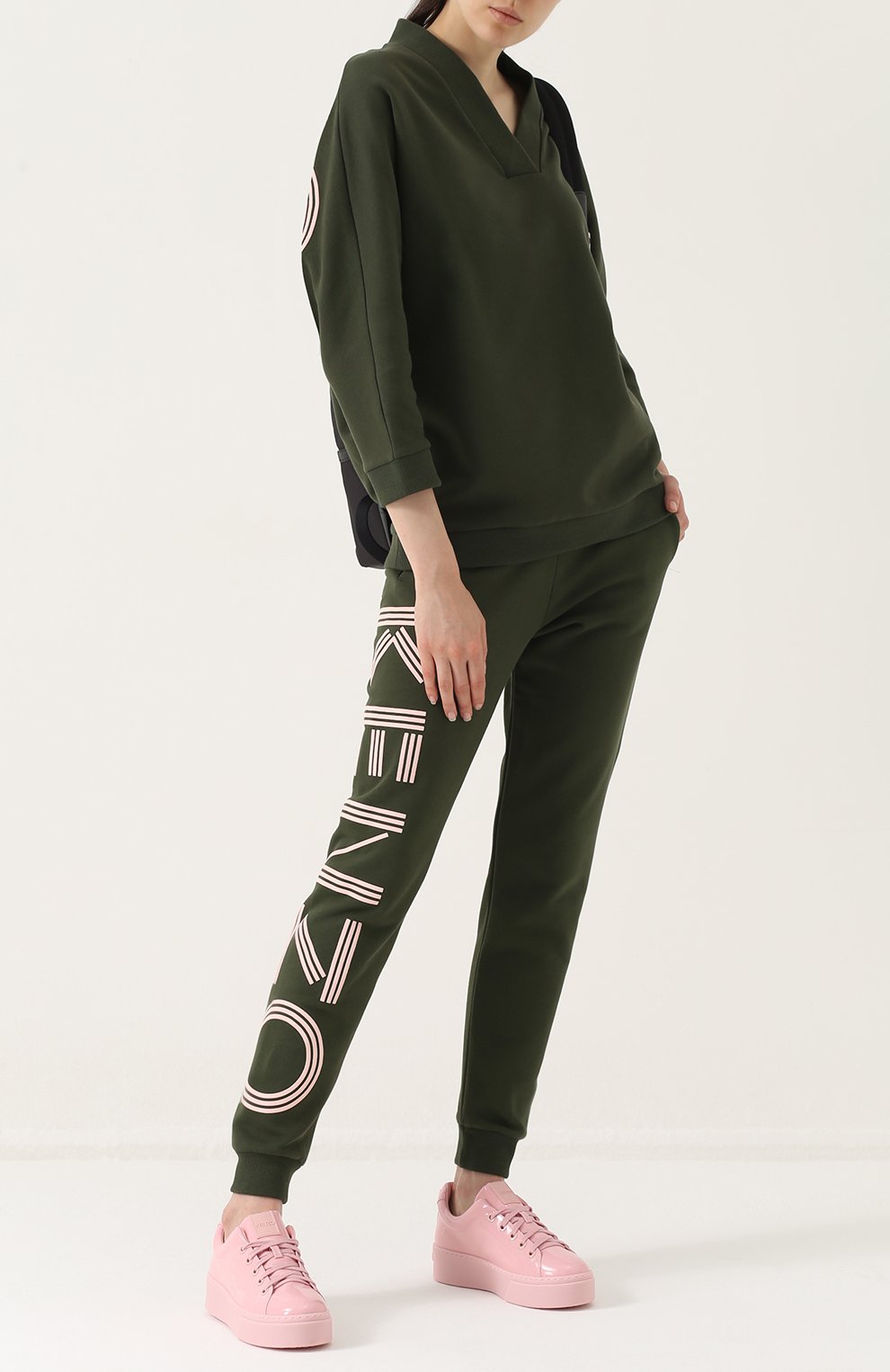 Хлопковые джоггеры с контрастной надписью KENZO, арт. F752PA722952, фото 2