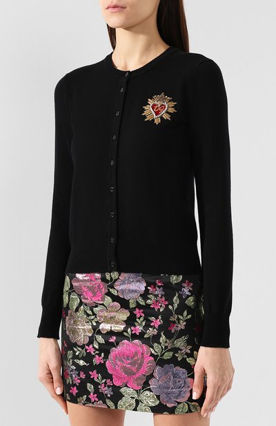 Кашемировый кардиган DOLCE & GABBANA черного цвета по цене 123000 руб., арт. FX106Z/JAWKZ, фото 3 Кашемировый кардиган DOLCE & GABBANA, арт. FX106Z/JAWKZ, фото 3