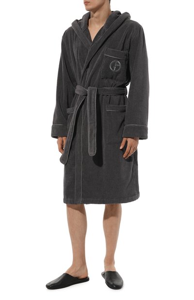 Хлопковый халат GIORGIO ARMANI темно-серого цвета по цене 56700 руб., арт. 200387/CC947, фото 3 Хлопковый халат GIORGIO ARMANI, арт. 200387/CC947, фото 3