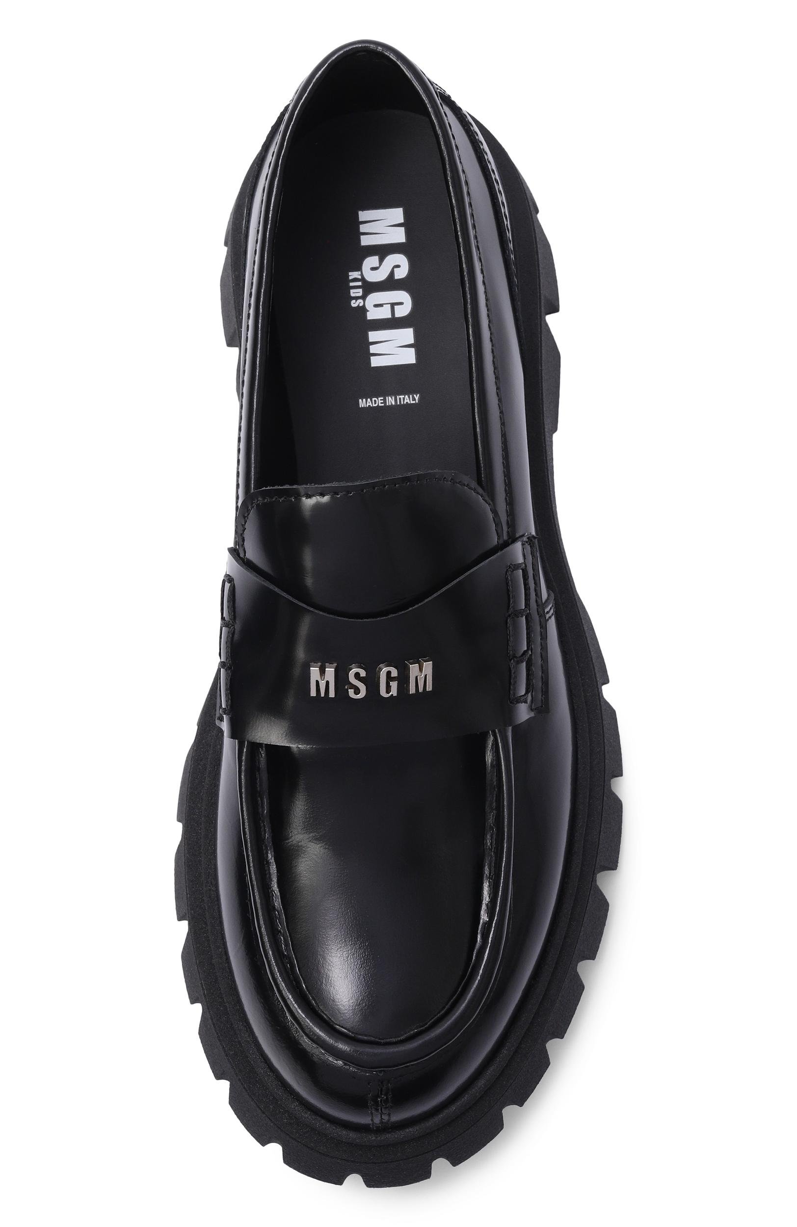 Кожаные лоферы MSGM KIDS черного цвета по цене 27750 руб., арт. 84002/VAR1, фото 4 Кожаные лоферы MSGM KIDS, арт. 84002/VAR1, фото 4