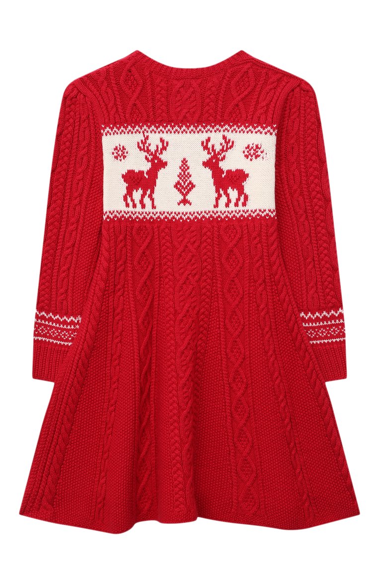 Детское платье из хлопка и шерсти POLO RALPH LAUREN красного цвета, арт. 312853179 | Фото 2 (Рукава: Длинные; Материал внешний: Синтетический материал, Хлопок; Девочки Кросс-КТ: Платье-одежда; Случай: Повседневный; �Материал сплава: Проставлено; Драгоценные камни: Проставлено; Региональные ограничения белый список (Axapta Mercury): Не проставлено)
