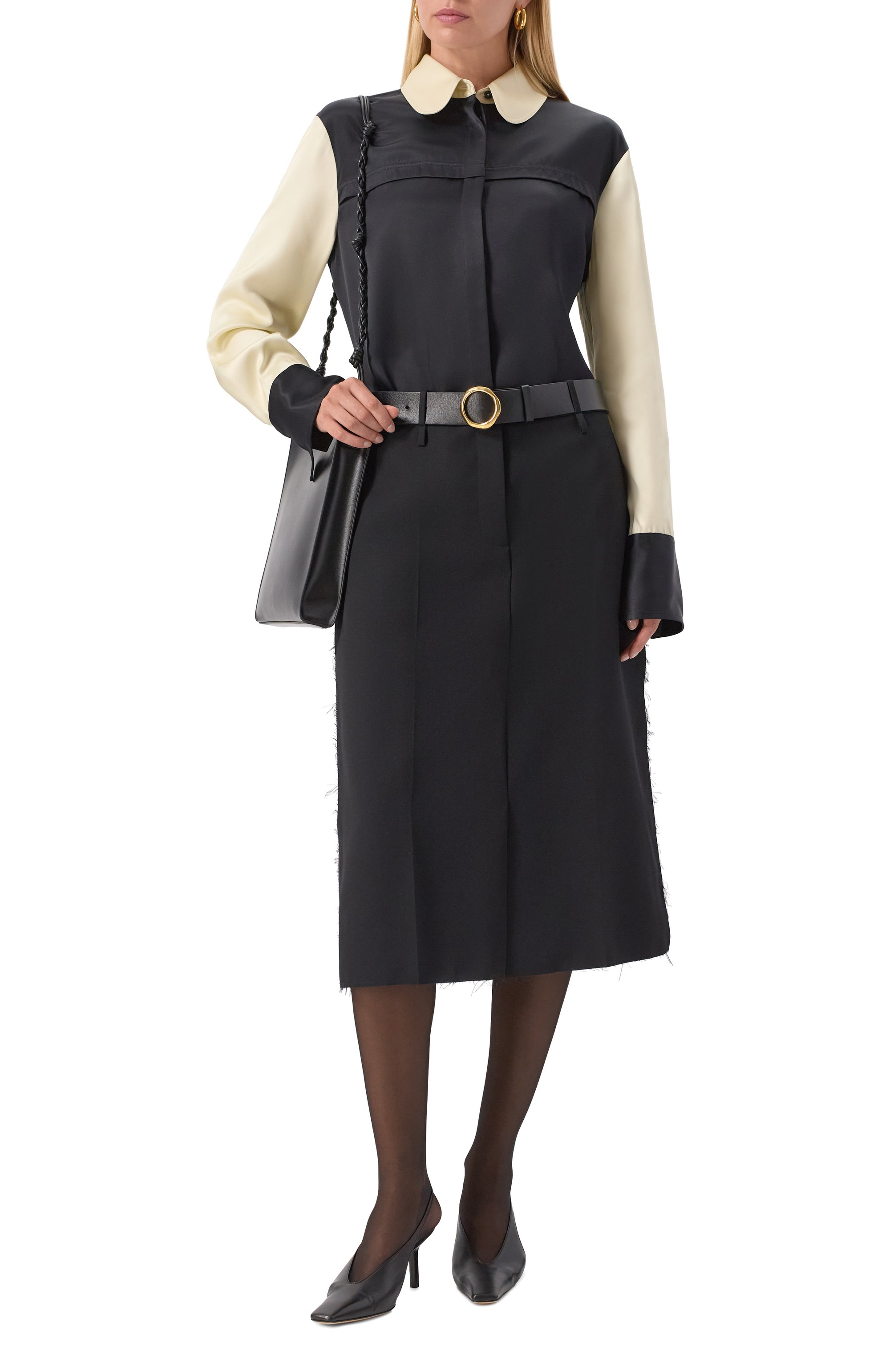 Комбинированная юбка JIL SANDER черного цвета по цене 169500 руб., арт. J02MA0332/J40002, фото 2 Комбинированная юбка JIL SANDER, арт. J02MA0332/J40002, фото 2