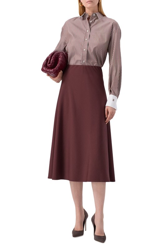 Юбка из шерсти и вискозы Brunello Cucinelli MB143G3634 Бордовый  MB143G3634 Фото 2