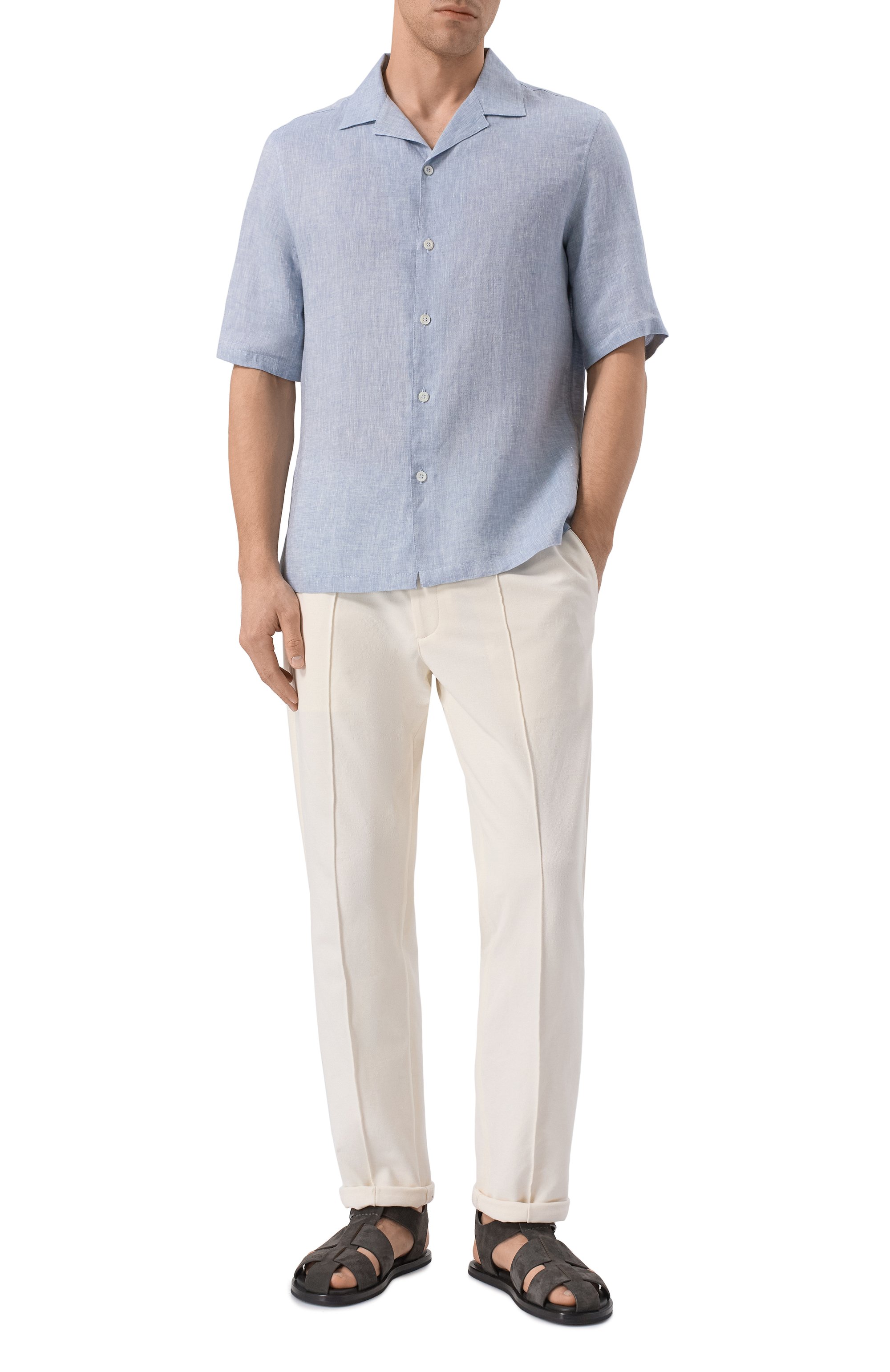 Льняная рубашка BRUNELLO CUCINELLI, арт. MM6840615, фото 2