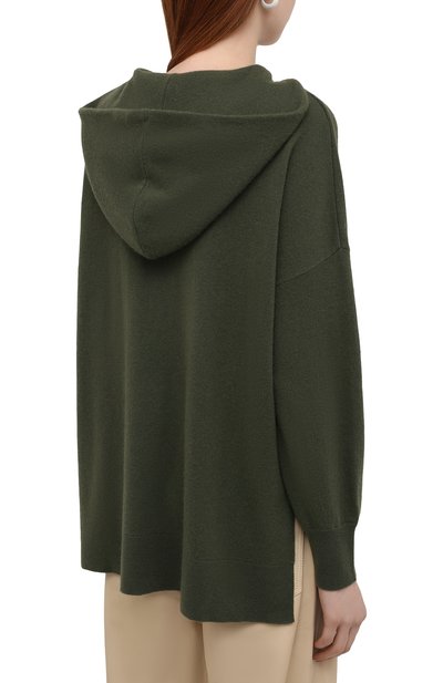 Худи из шерсти и кашемира ALLUDE хаки цвета по цене 39950 руб., арт. 215/17005, фото 4 Худи из шерсти и кашемира ALLUDE, арт. 215/17005, фото 4