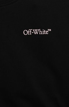 Детское хлопковое платье OFF-WHITE черного цвета, арт. 0GDB055S24JER001/4-10 | Фото 3 (Рукава: Короткие; Случай: Повседневный; Материал сплава: Проставлено; Материал внешний: Хлопок; Девочки Кросс-КТ: Платье-одежда; Драгоценные камни: Проставлено; Ростовка одежда: 10 - 11 лет | 140 - 146см, 6 лет | 116 см, 8 лет | 128 см)