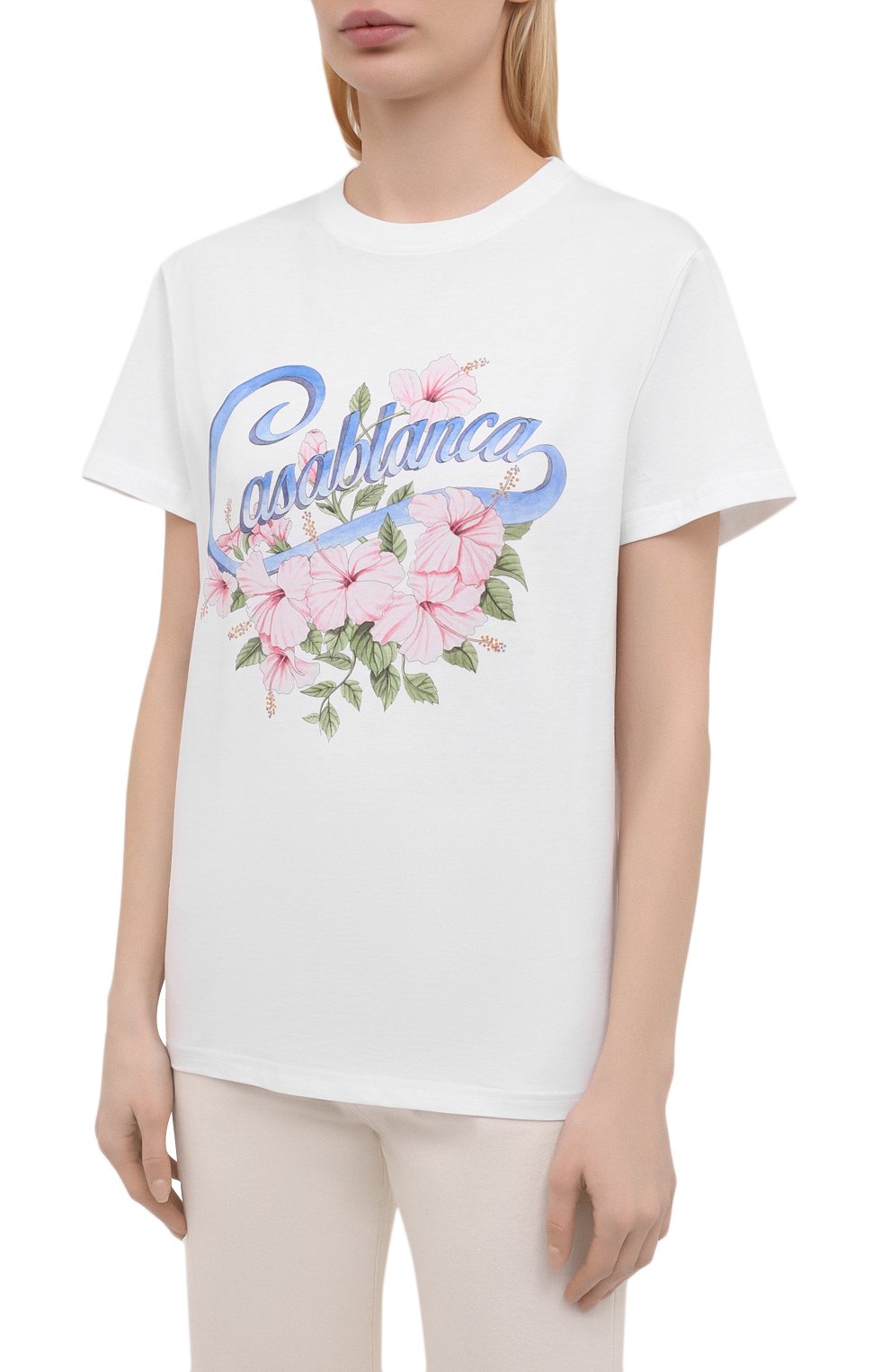 Хлопковая футболка CASABLANCA, арт. WS21-TS-002 WHITE - HIBISCUS, фото 3