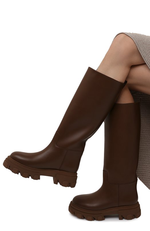 Кожаные сапоги Gia Couture Коричневый, фото 3