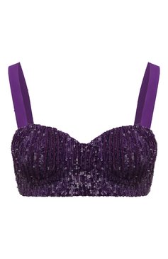 Женский бра-топ IN THE MOOD FOR LOVE фиолетового цвета, арт. UNA BUSTIER T0P/RST200280001 | Фото 1 (Стили: Гламурный; Рукава: На бретелях; Материал внешний: Синтетический материал; Материал сплава: Проставлено; Материал подклада: Синтетический материал; Драгоценные камни: Проставлено; Длина (для топов): Укороченные)