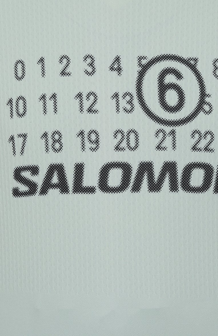 Мужская футболка  mm6 maison margiela x salomon MM6 светло-зеленого цвета, арт. SH0GC0051/M20101 | Фото 6 (Автоматизация ТО: Проставлено; Рукава: Короткие; Автоматизация состава: Проставлено; Материал внешний: Синтетический ма�териал; Длина (для топов): Удлиненные; Принт: С принтом; Мужское Кросс-КТ: Футболка-одежда; Стили: Спорт-шик, Кэжуэл; Детали: Без декора)