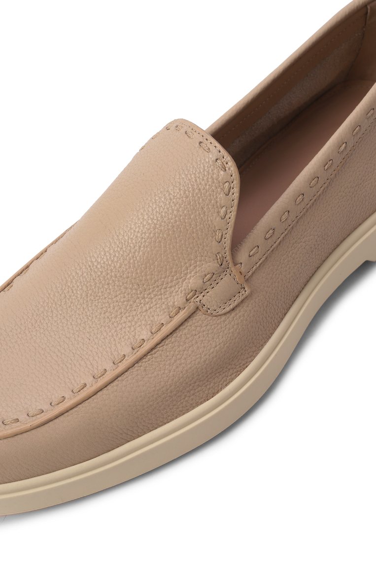 Женские кожаные лоферы SANTONI бежевого цвета, арт. WUYG71436TISSWKA | Фото 7 (Подошва: Платформа; Драгоценные камни: Проставлено; Каблук высота: Низкий; Материал сплава: Проставлено; Материал внешний: Натуральная кожа; Материал внутренний: Натуральная кожа)